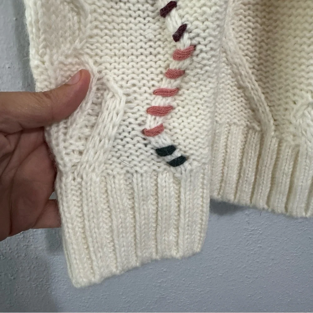 Coldwater Creek Cream Crew Neck Sweater with Decorative Details small - Picture 3 of 7